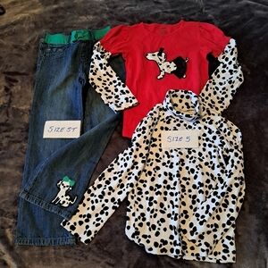 Gymboree girls size 5 & 5T dalmations 2 tops 1 pants